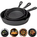 Cast Iron Skillet Set of 3 — Pre-Seasoned & Ready to Use